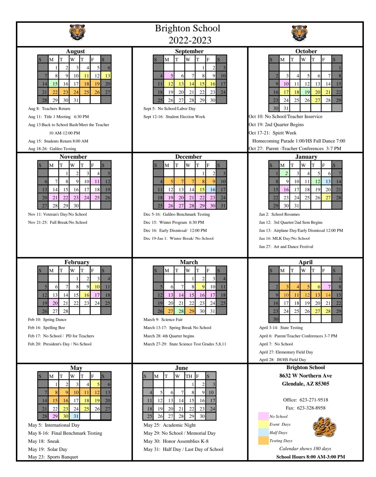Activity Calendar - Brighton Charter